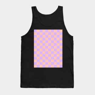 Peach and Purple Checkered Pattern Tank Top